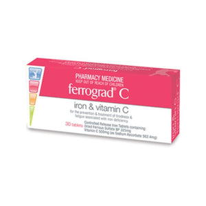 Ferrograd C 325mg Iron & 500g Vitamin C Tablets 30