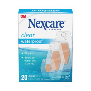 Nexcare Waterproof Clear Assorted Bandages 20's